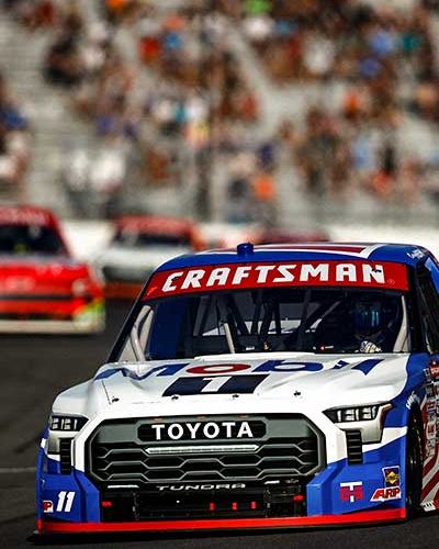 WATKINS GLEN, NEW YORK - AUGUST 08: Corey Heim, driver of the #11 Mobil 1 Toyota, drives during the NASCAR Craftsman Truck Series Mission 176 at The Glen at Watkins Glen International on August 08, 2025 in Watkins Glen, New York. (Photo by Sean Gardner/Getty Images)